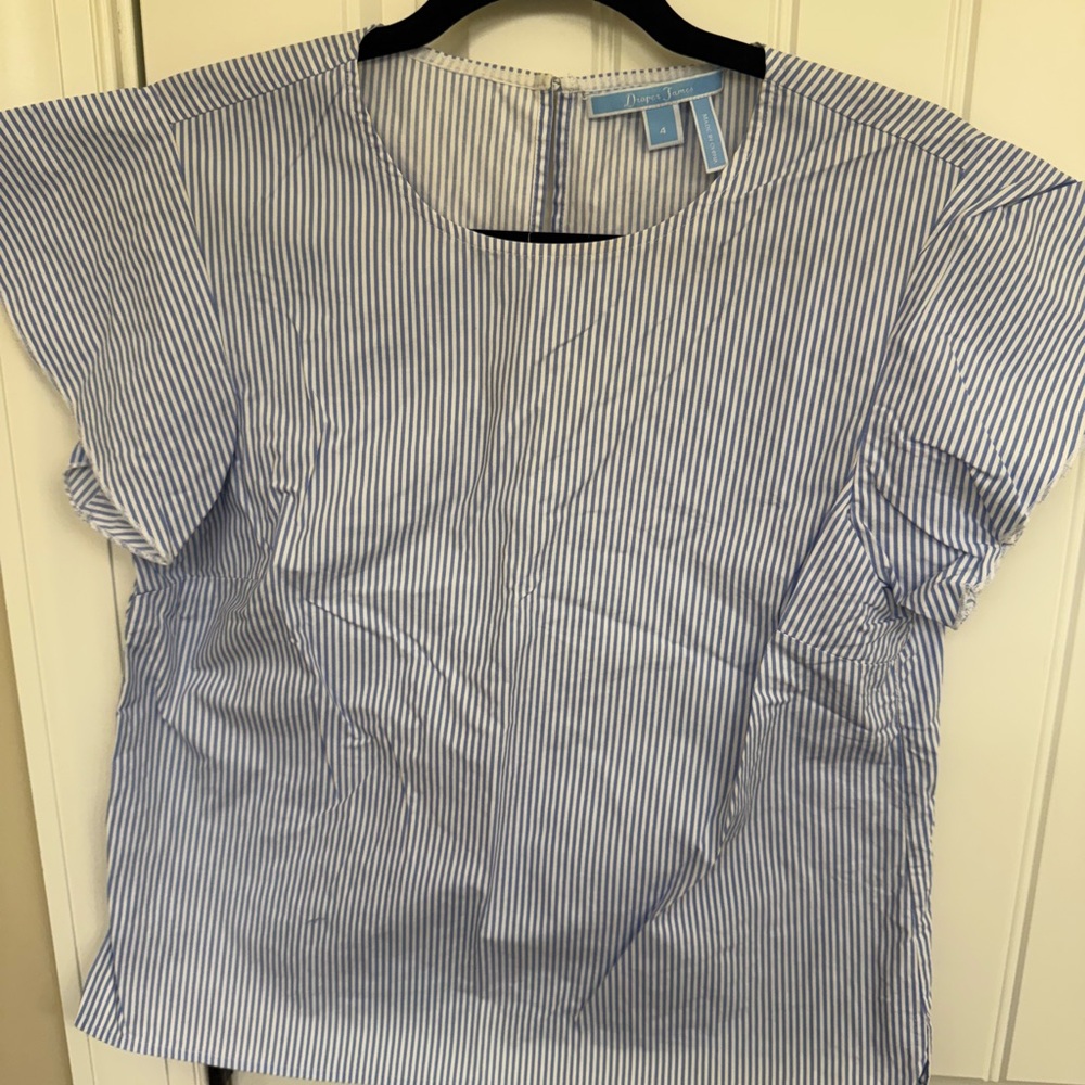 Blue and White Striped Blouse